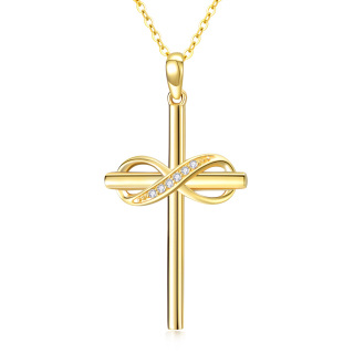 10K Gold Diamond Cross & Infinity Symbol Pendant Necklace-35