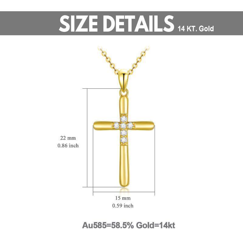 10K Gold Diamond Cross Pendant Necklace-5