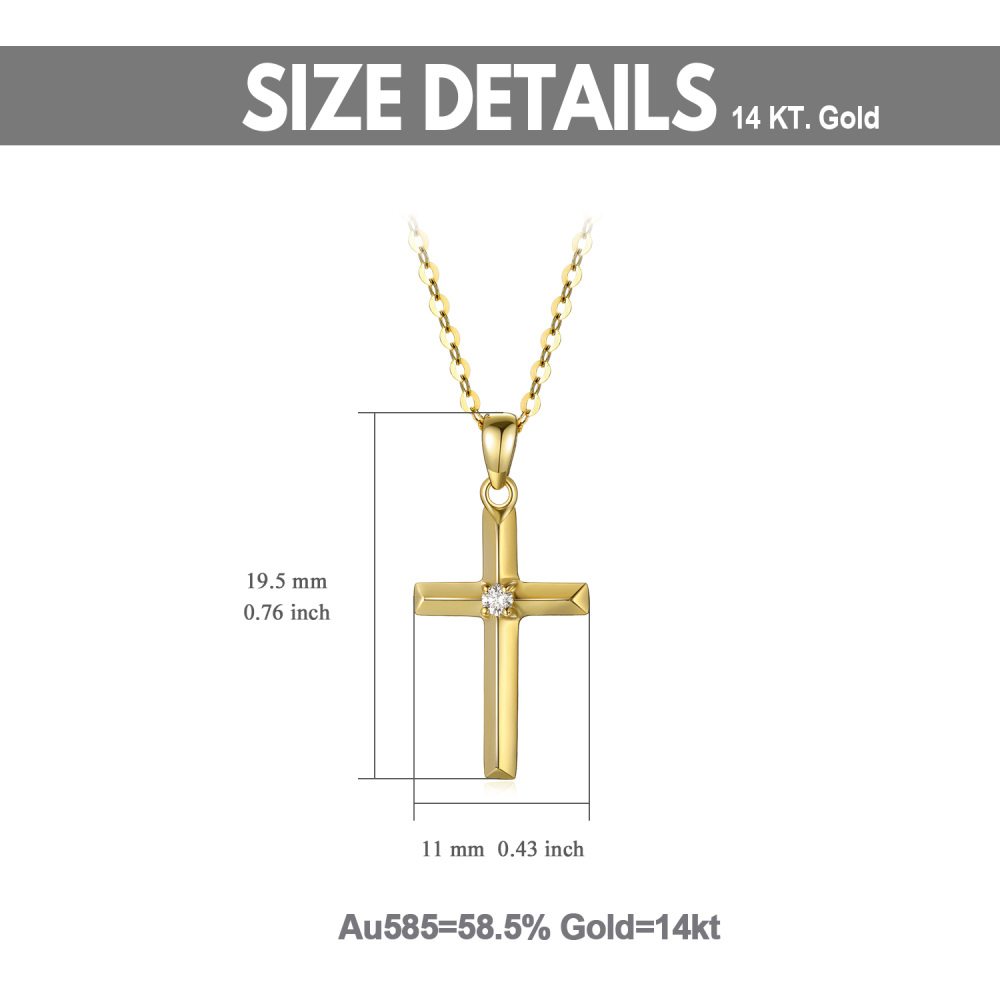 10K Gold Diamond Cross Pendant Necklace-7