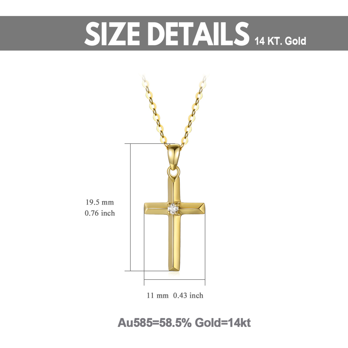 Collier croix en or 14K avec diamant-7