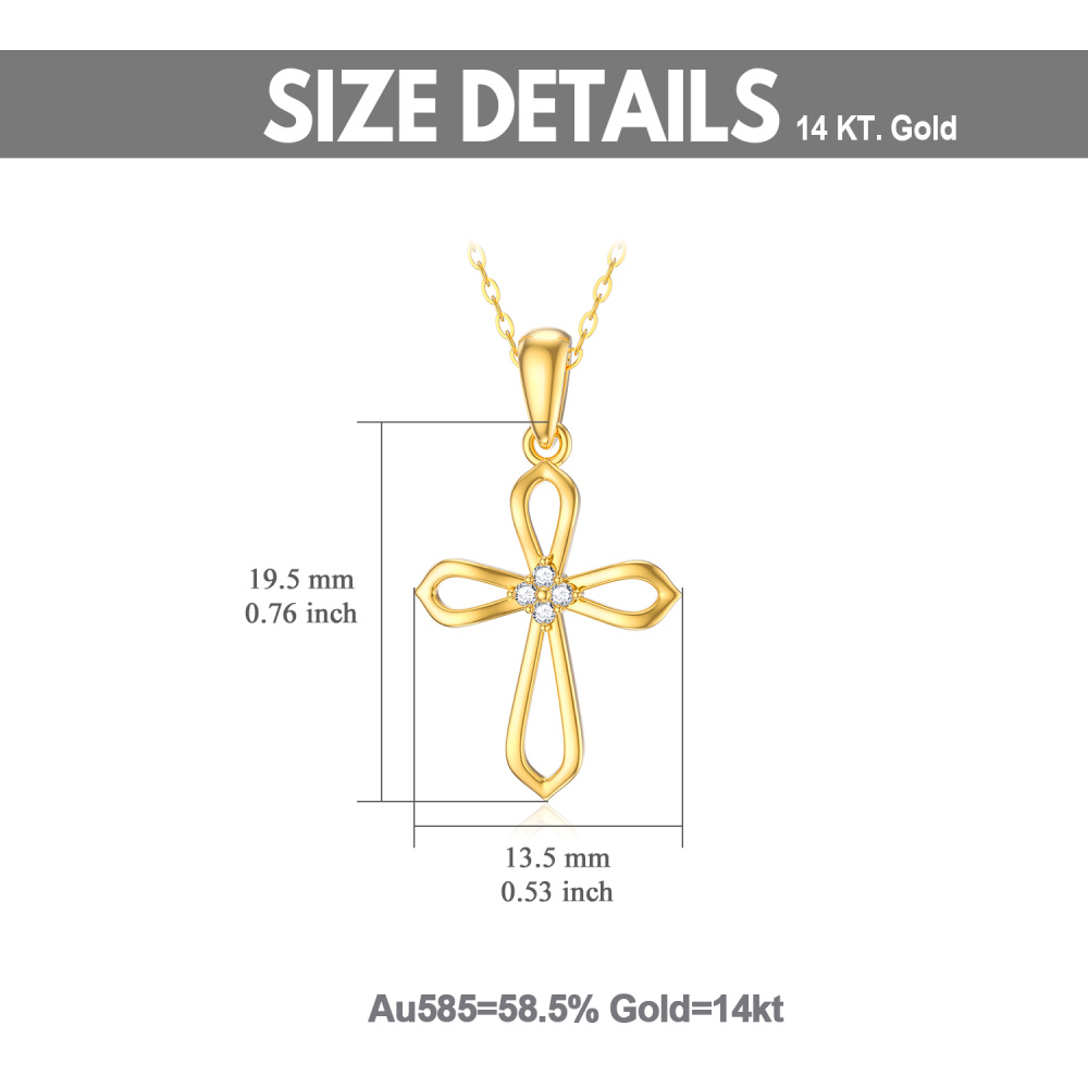 10K Gold Diamond Cross Pendant Necklace-6