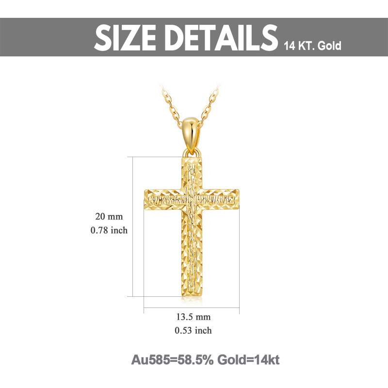18K Gold Diamond Cut Cross Pendant Necklace-6