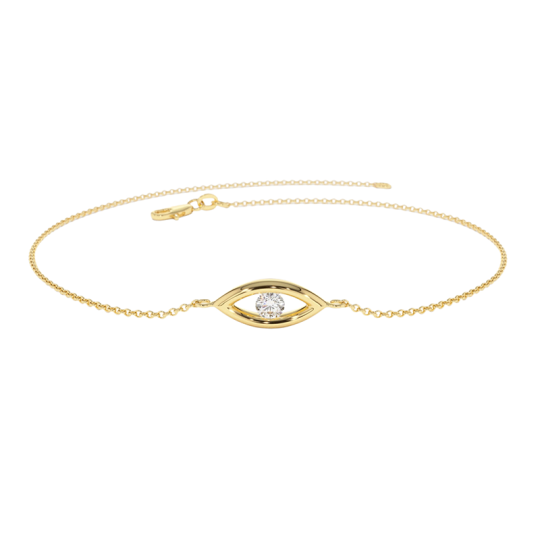 10K Gold Diamond Evil Eye Pendant Necklace