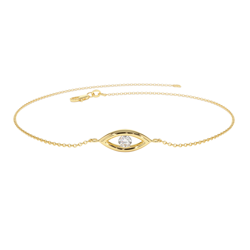 10K Gold Diamond Evil Eye Pendant Necklace-3