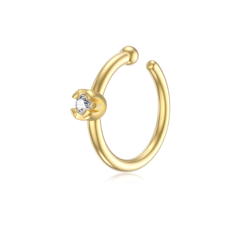 10K Gold Diamond Flowers Nose Ring-33