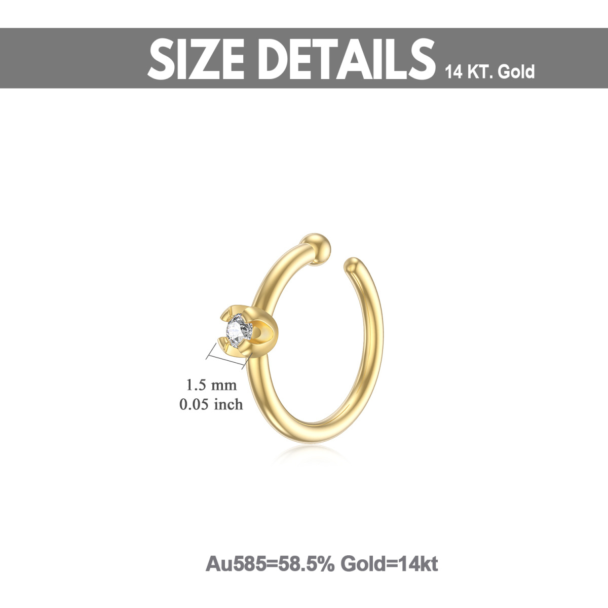 Nasenring aus 14 Karat Gold mit Diamanten und Blumen-5