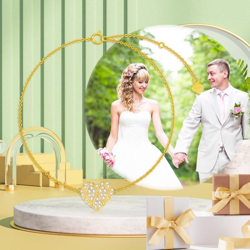 Pulsera Colgante Corazón Diamante Oro 10K-3