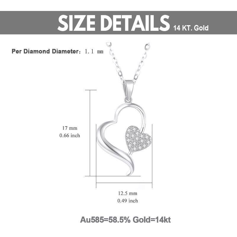 14K Gold Diamond Interlocking Hearts Pendant Necklace For Women-7
