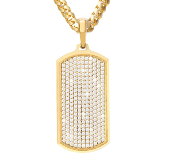 Sterling Silver with Yellow Gold Plated Diamond Iced Out Capitol Pendant