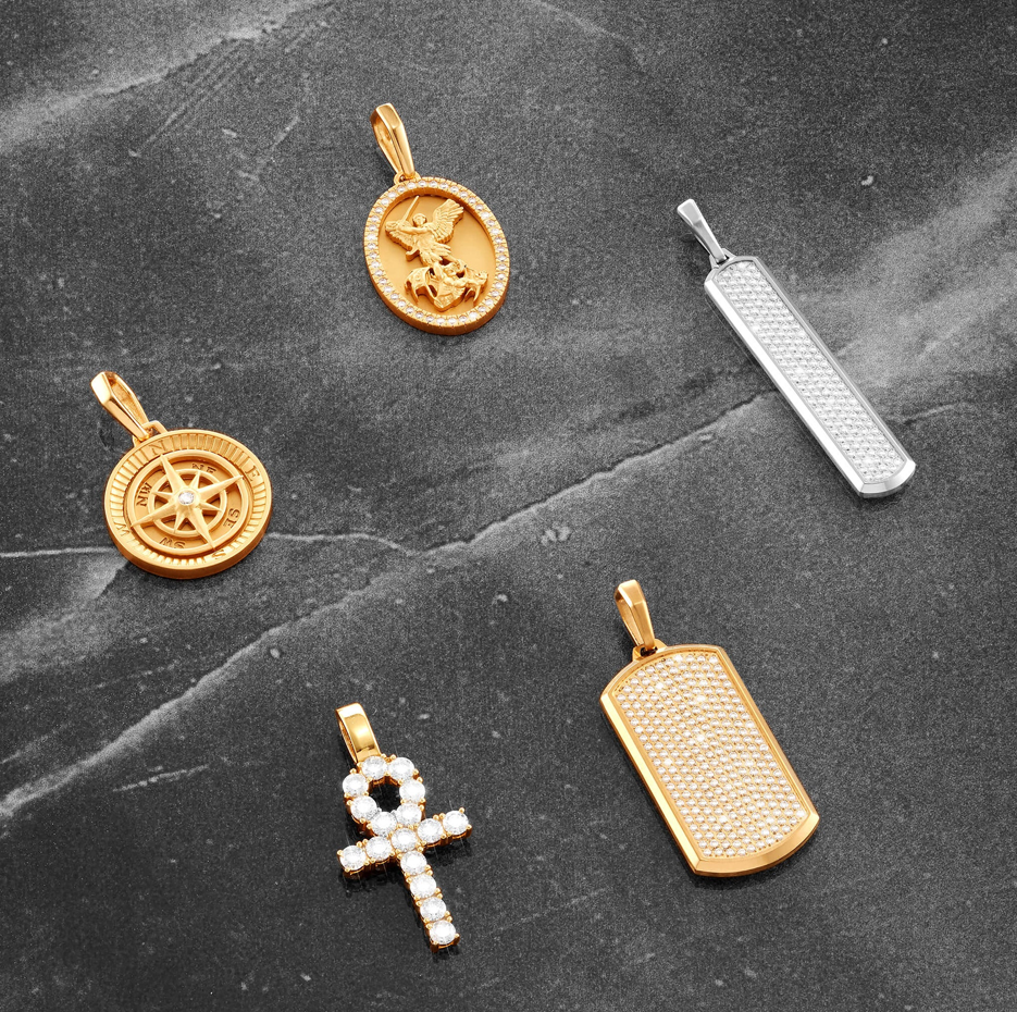 14K Gold Diamond Iced Out Capitol Pendant-5