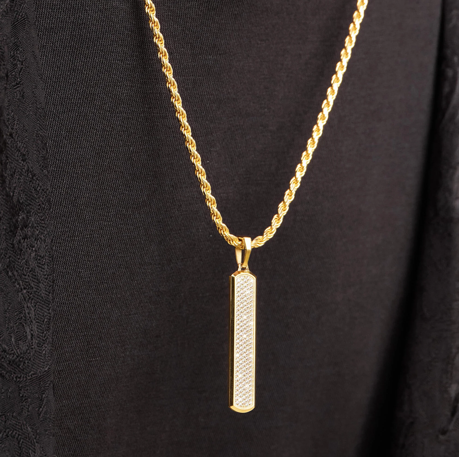 14K Gold Diamond Iced Out Skyline Pendant-3