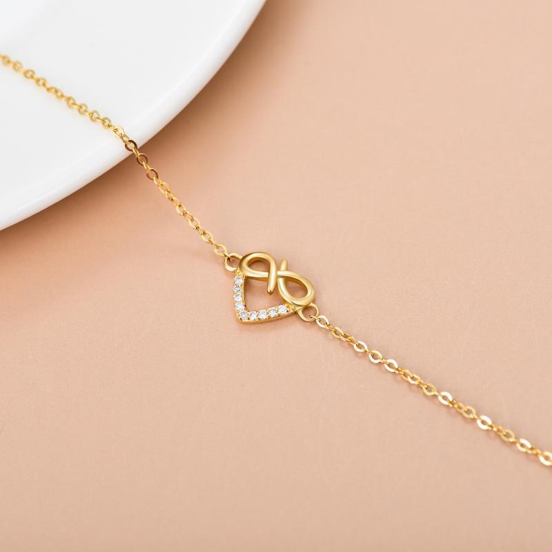 10K Gold Diamond Infinite Symbol Charm Bracelet-4