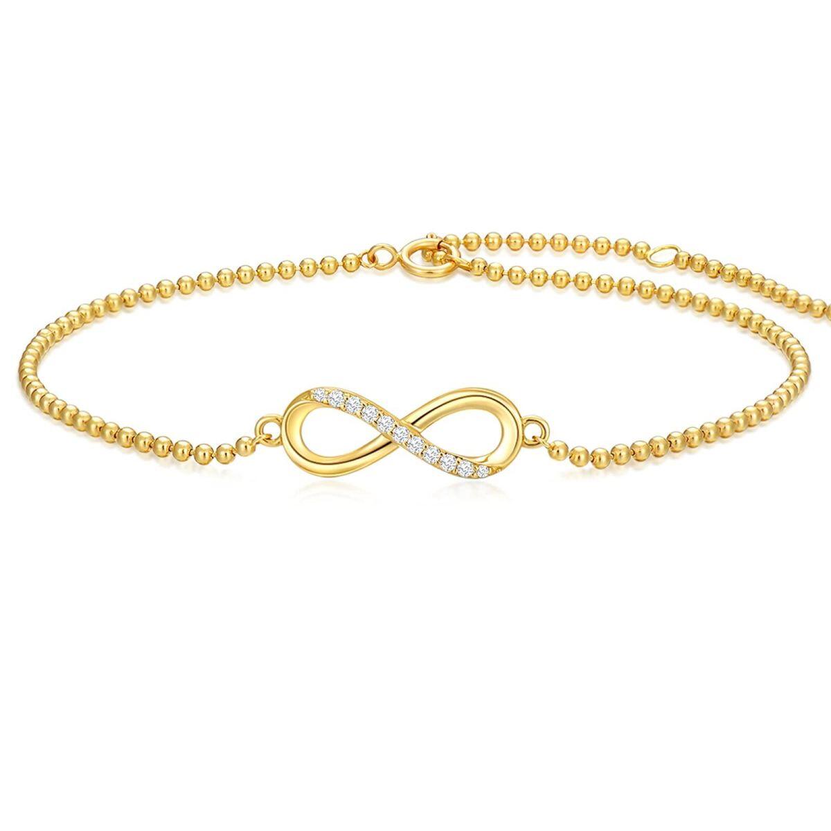 10K Gold Diamond Infinity Symbol Charm Bracelet-1