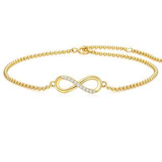 10K Gold Diamond Infinity Symbol Charm Bracelet-22