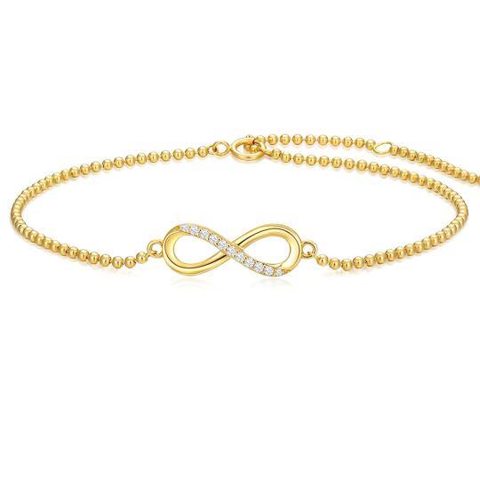 Pulseira com pingente do símbolo do infinito em ouro 14K com diamantes