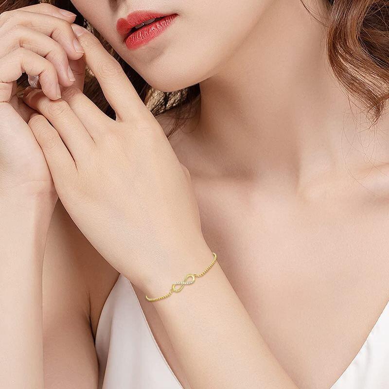 Pulseira com pendente símbolo do infinito em ouro branco 10K e diamantes-2