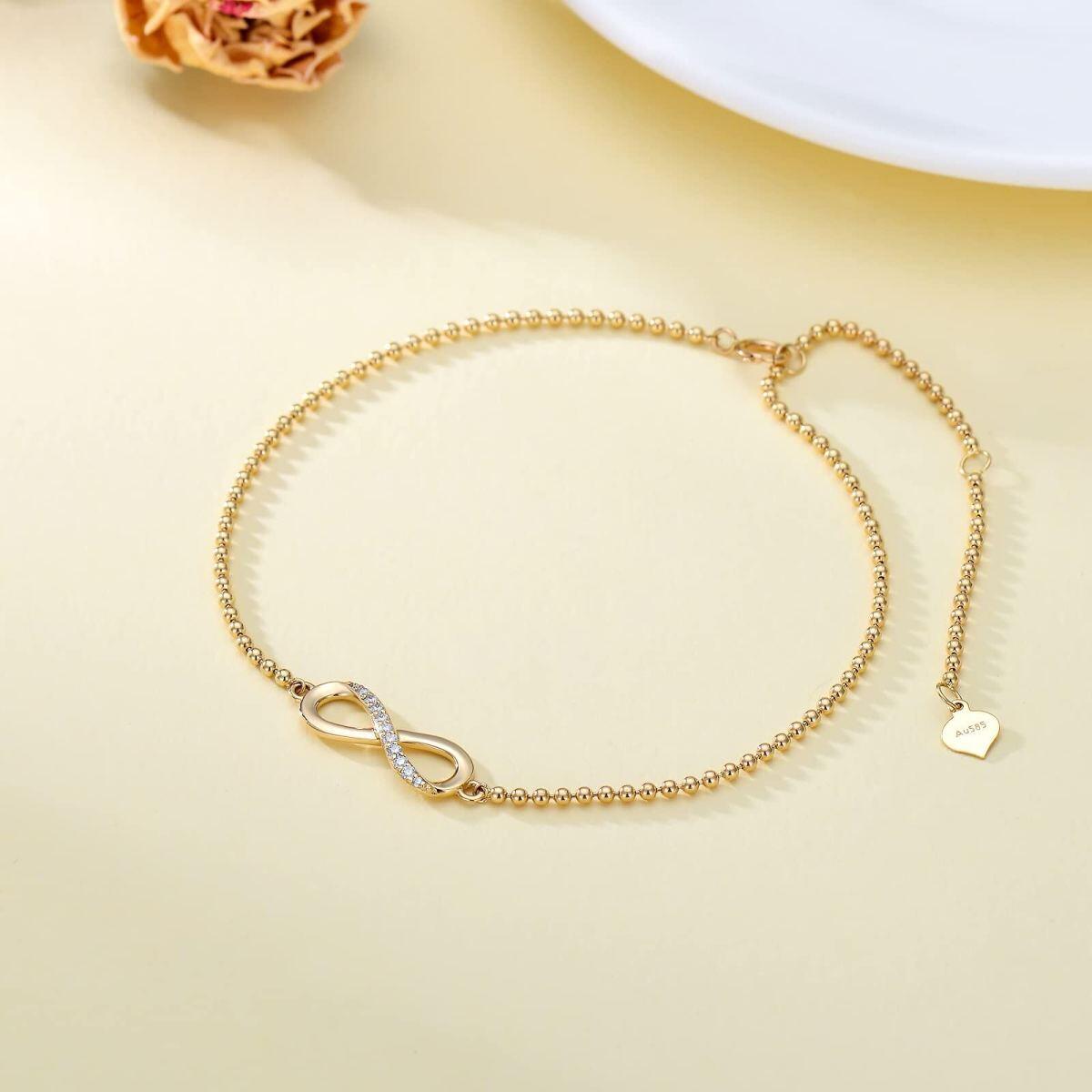 Pulsera Colgante Símbolo Infinito Oro 14K Diamantes-4