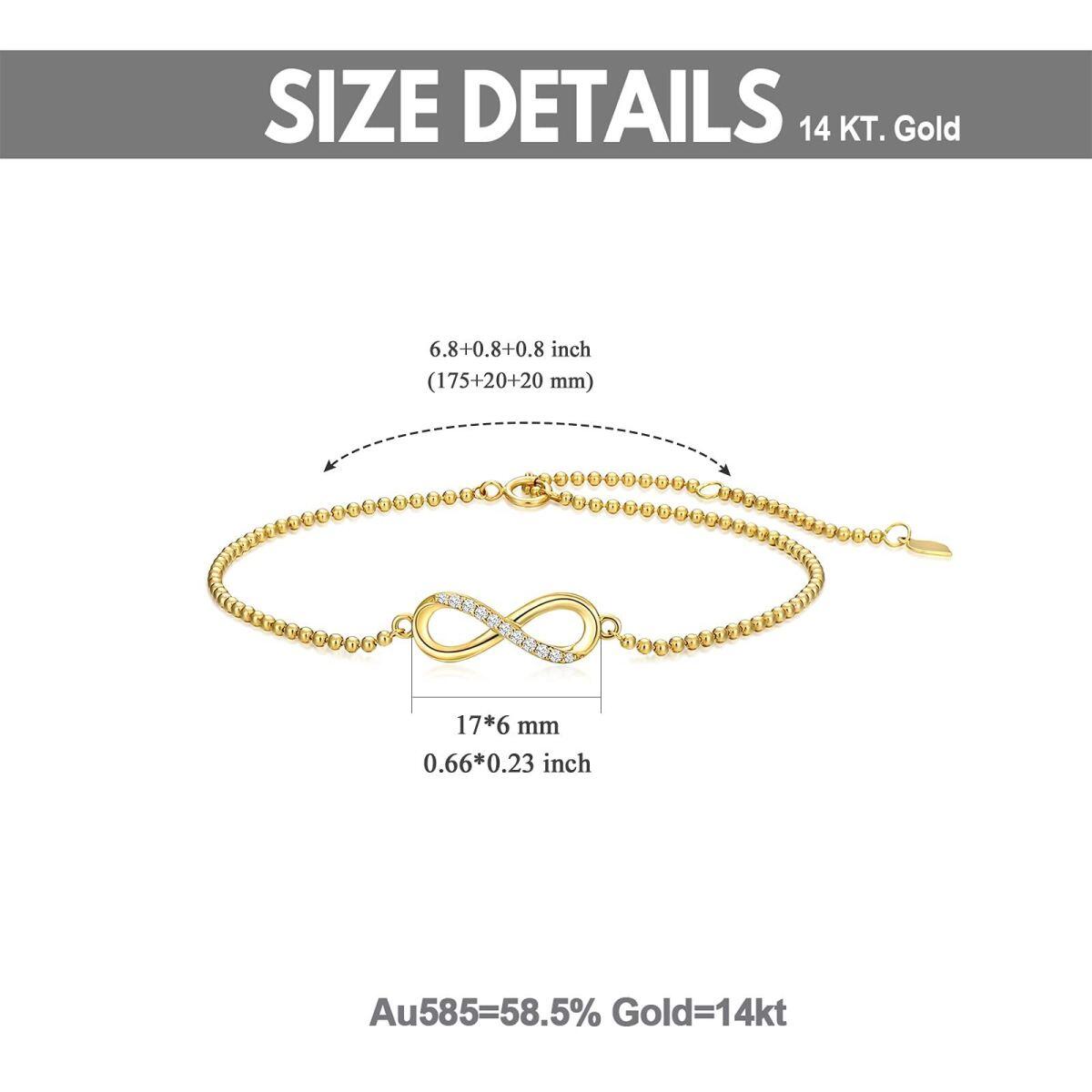 Pulsera Colgante Símbolo Infinito Oro 14K Diamantes-5