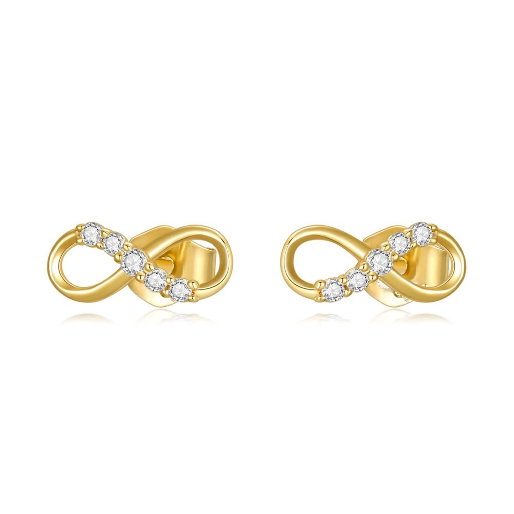 10K Gold Diamond Infinity Symbol Stud Earrings-1