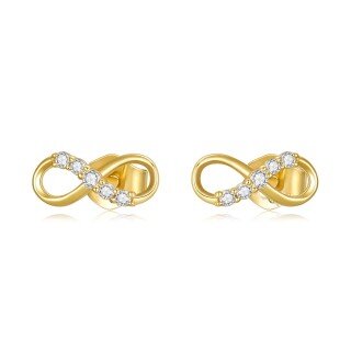 10K Gold Diamond Infinity Symbol Stud Earrings-20