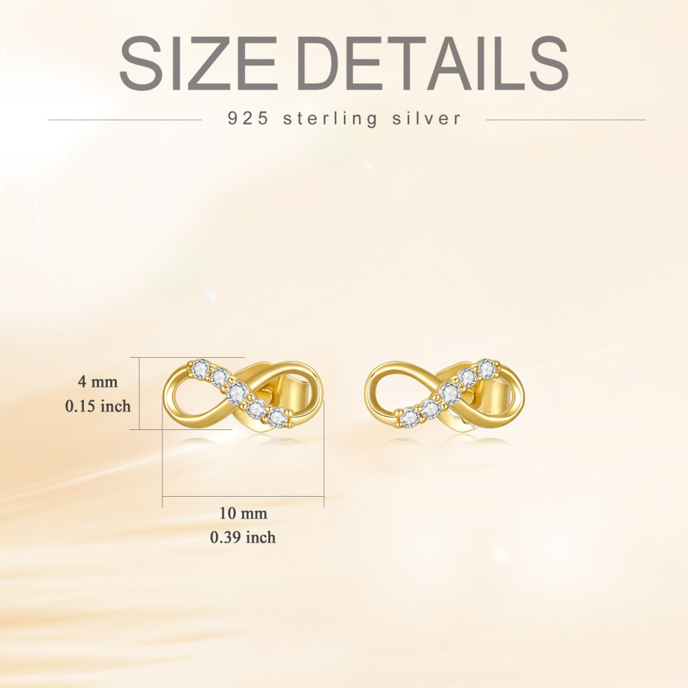 10K Gold Diamond Infinity Symbol Stud Earrings-5
