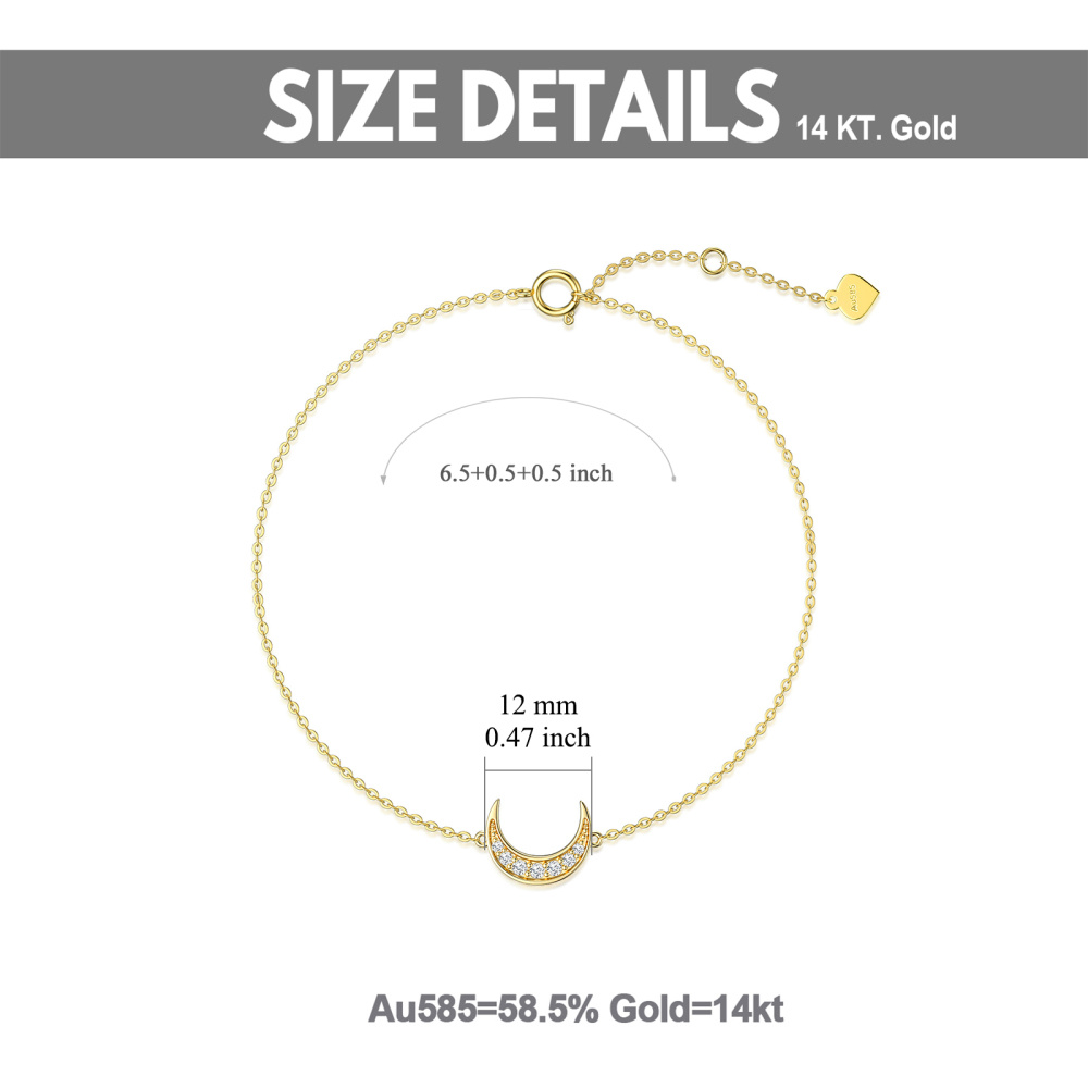 10K Gold Diamond Moon Charm Bracelet-6