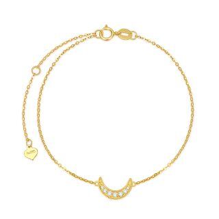 10K Gold Diamond Moon Charm Bracelet-19