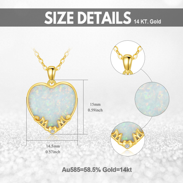 14K Gold Diamant & Opal Herz-Anhänger Halskette-5