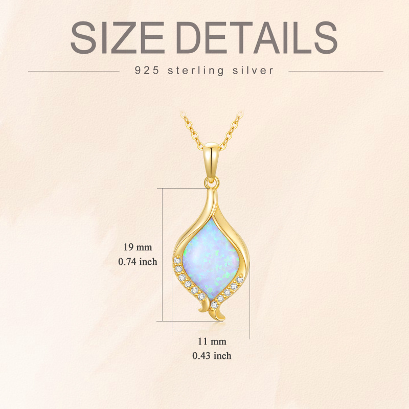 10K Gold Diamond & Opal Pendant Necklace-6