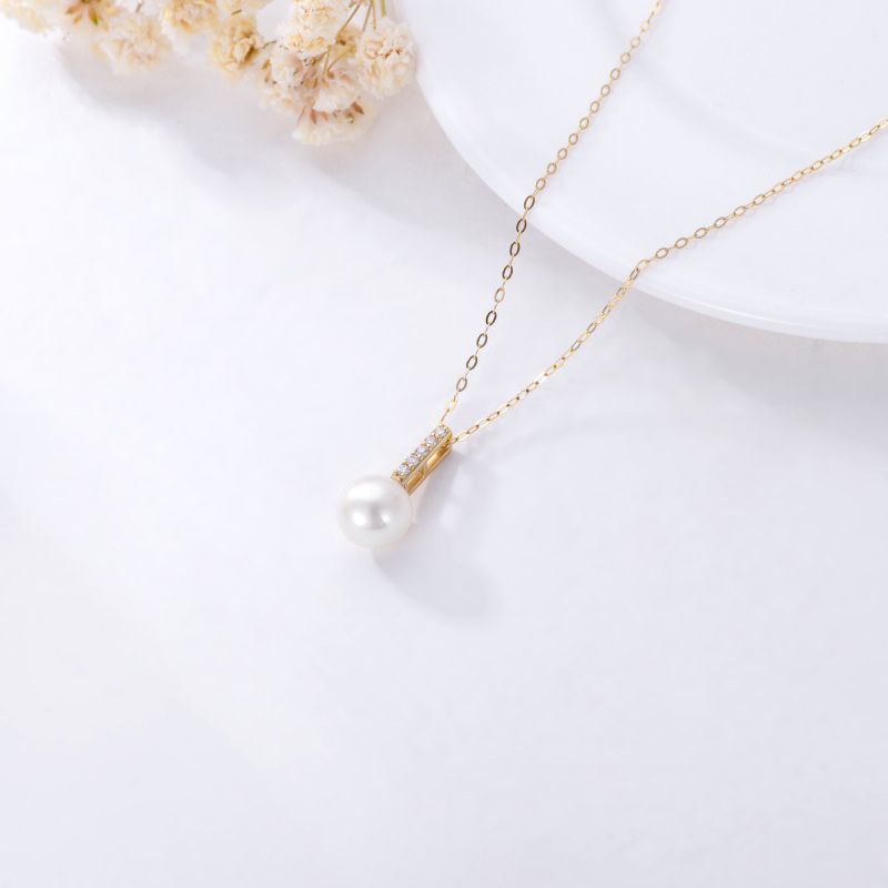 Colar com pendente em ouro 14K, diamante e pérola-4