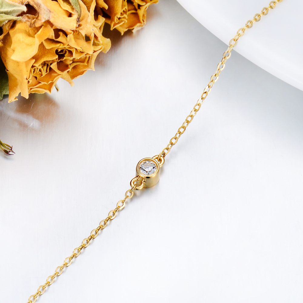 10K Gold Diamond Charm Bracelet-4