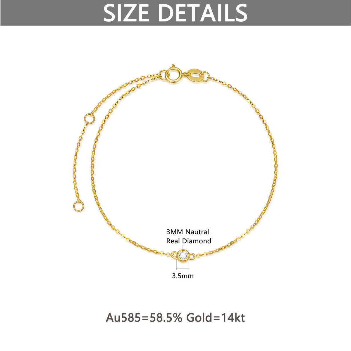 Bracelet en or 14K avec pendentif en diamant-5