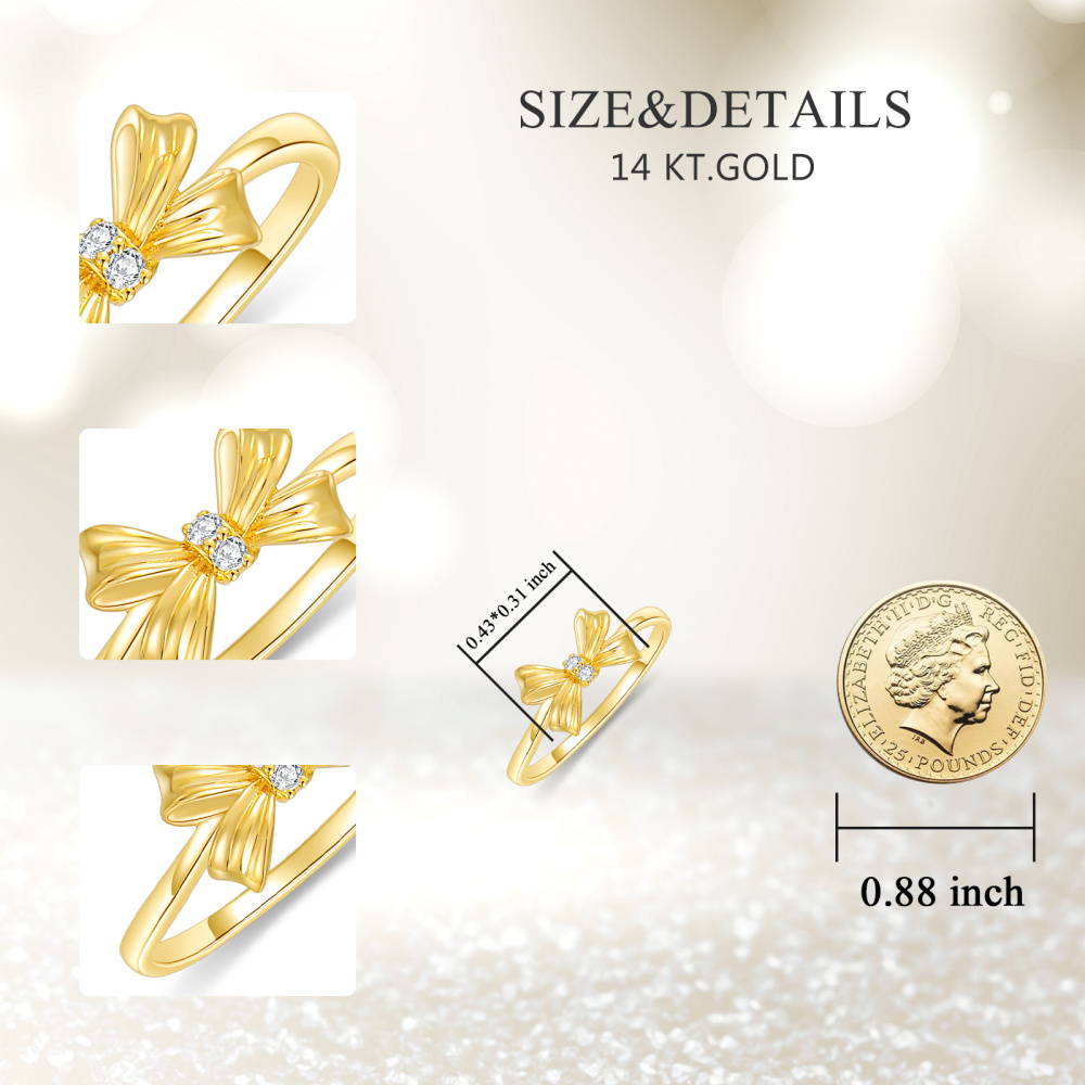 Anillo de lazo personalizado con grabado de diamantes en oro de 10 quilates y certificación IGI 3EX-4