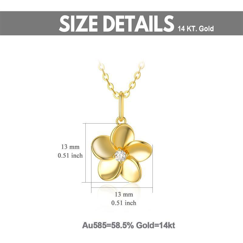 10K Gold Diamant Plumeria Anhänger Halskette-5