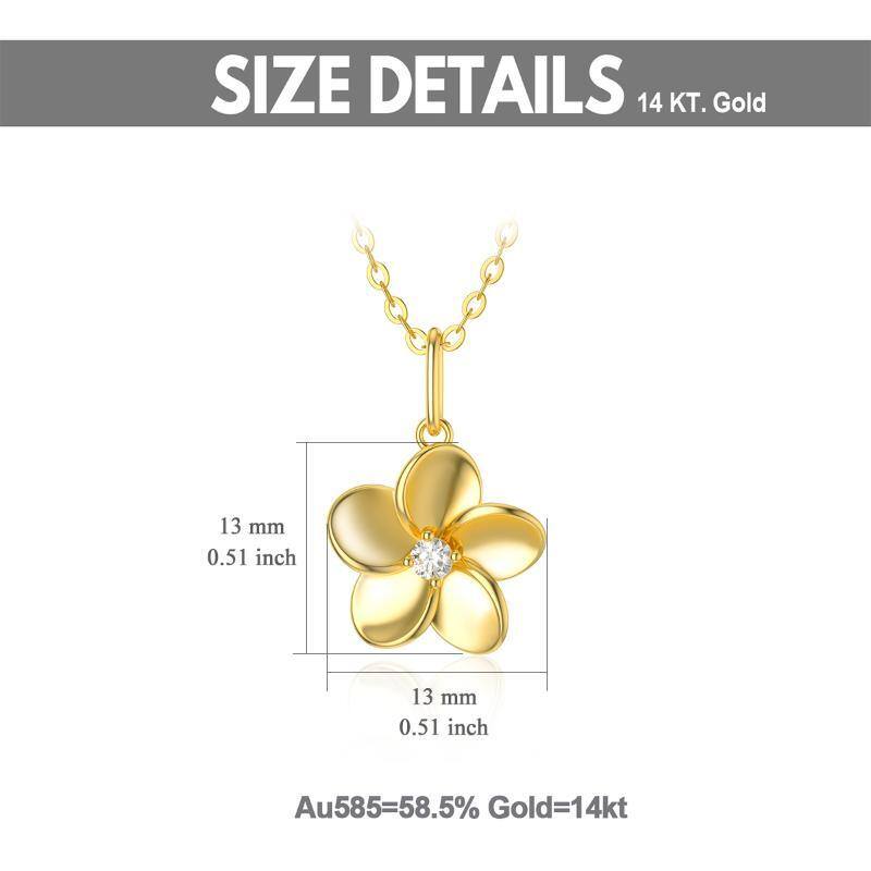 Colar com pendente Plumeria em ouro de 14K com diamantes-5