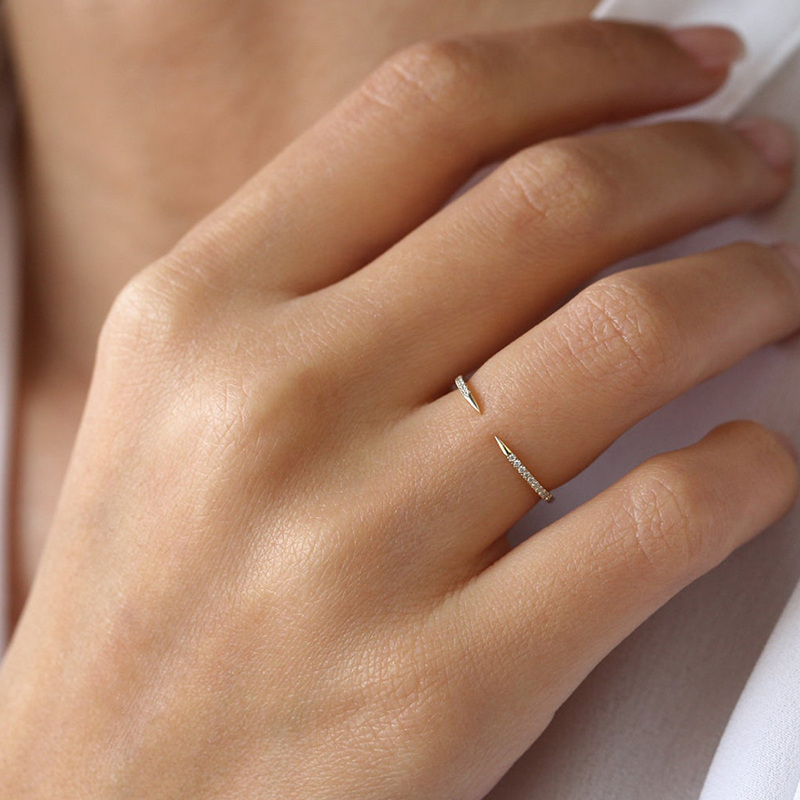 18K Gold 0.2 CT.T.W. Round Diamond Custom Open Ring-2