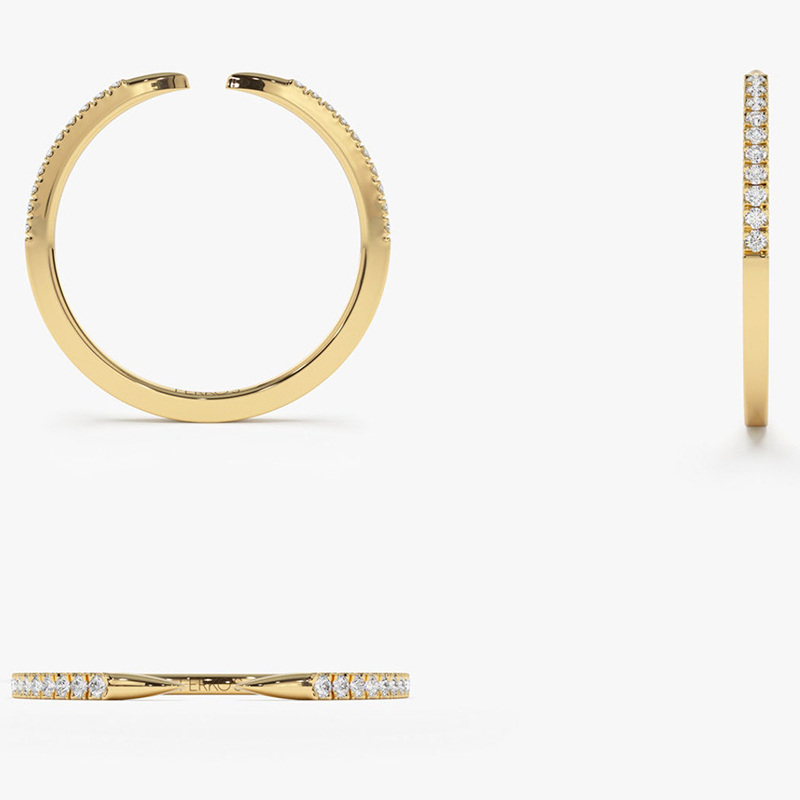 18K Gold 0.2 CT.T.W. Round Diamond Custom Open Ring-3