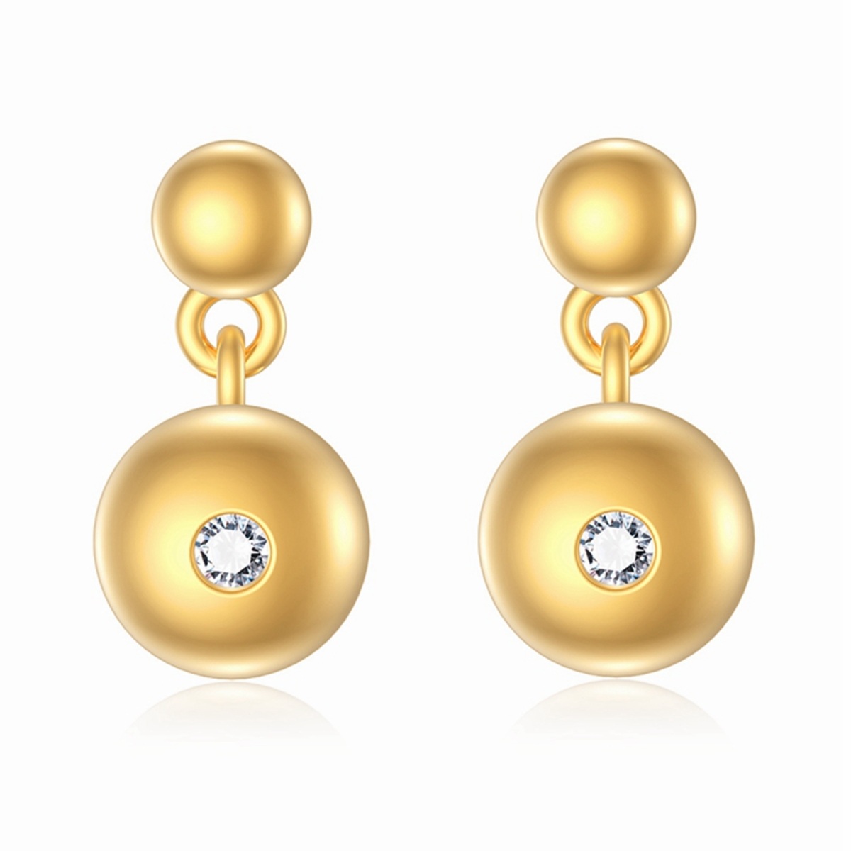 14K Gold Diamond Round Stud Earrings-1