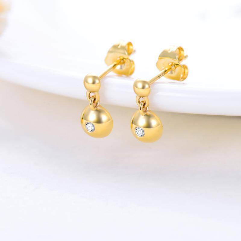 14K Gold Diamond Round Stud Earrings-3