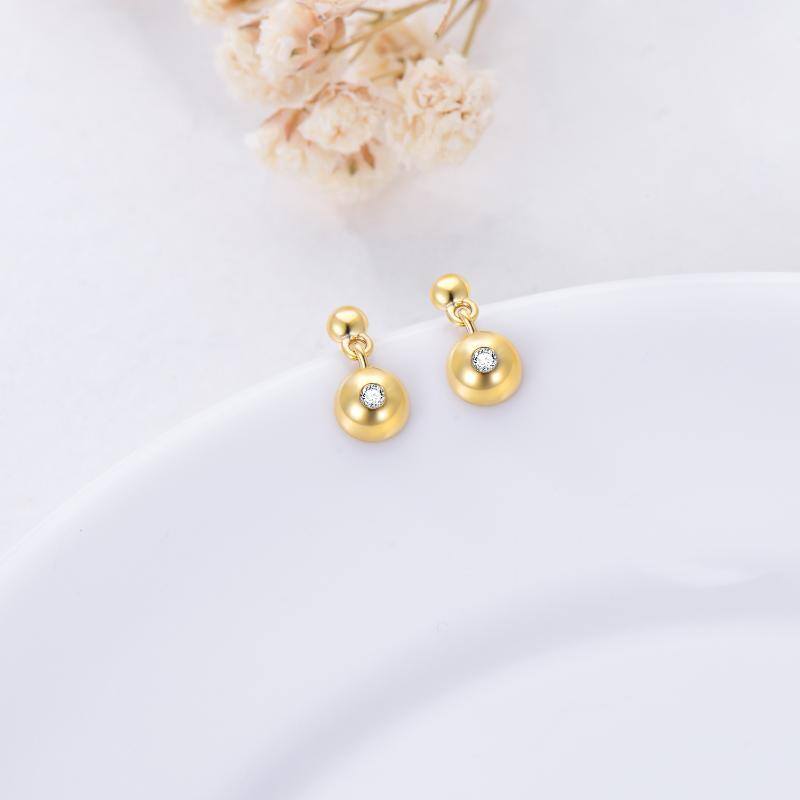 10K Gold Diamond Round Stud Earrings-4