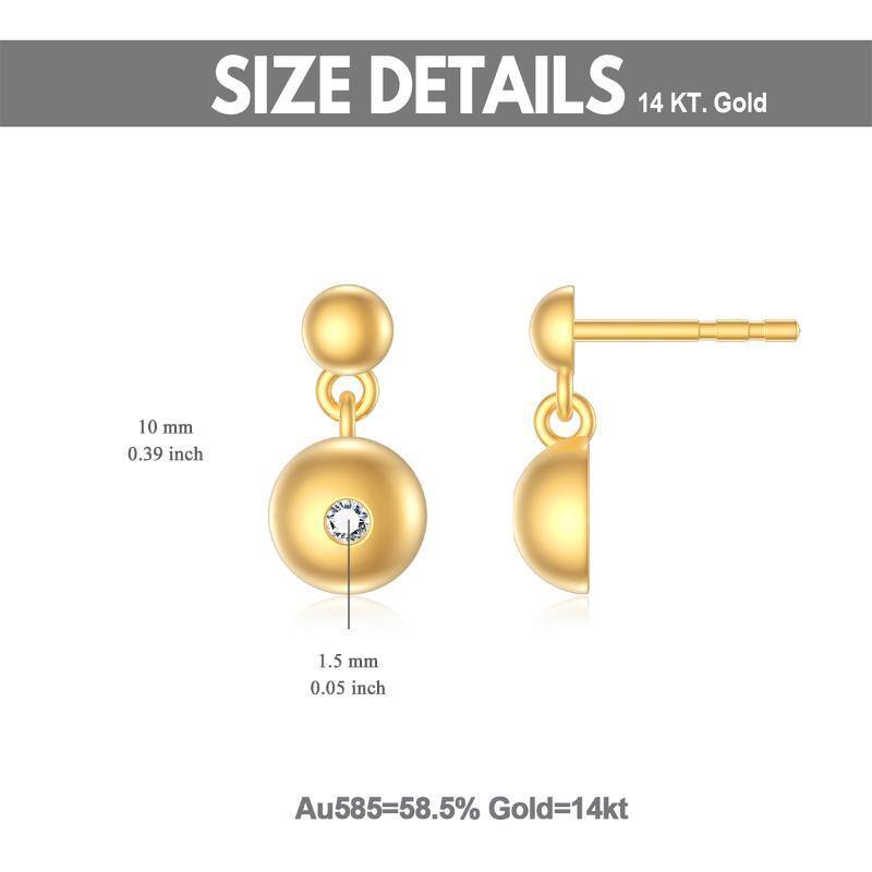 14K Gold Diamant Runde Ohrstecker-5