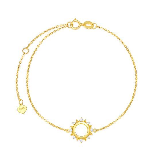 Pulseira com pingente de sol de diamante em ouro 14K