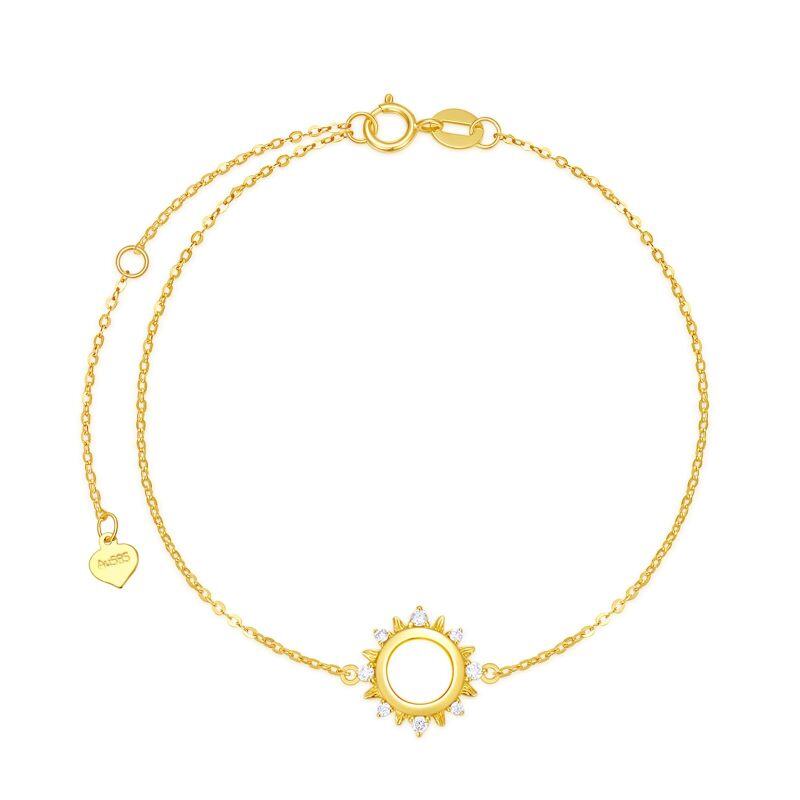 Pulsera Colgante Sol Diamante Oro 10K-7