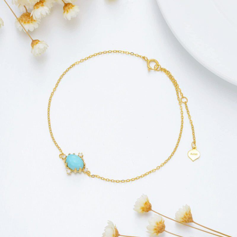 Bransoletka z 14-karatowego złota z diamentami i turkusem-3