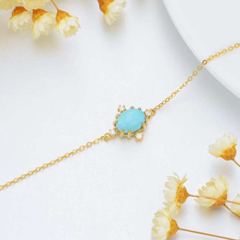 Bransoletka z 14-karatowego złota z diamentami i turkusem-4