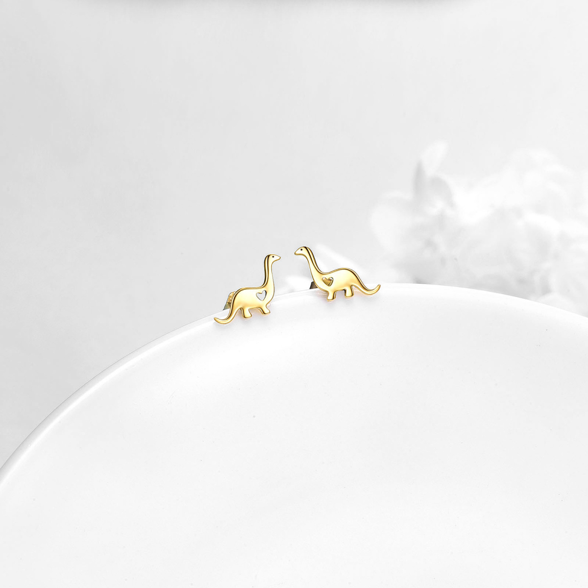 10K Gold Dinosaur Stud Earrings-3