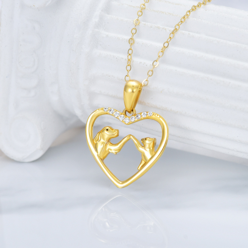 Colar com pingente de zircónio cúbico para cão em ouro de 14K-3