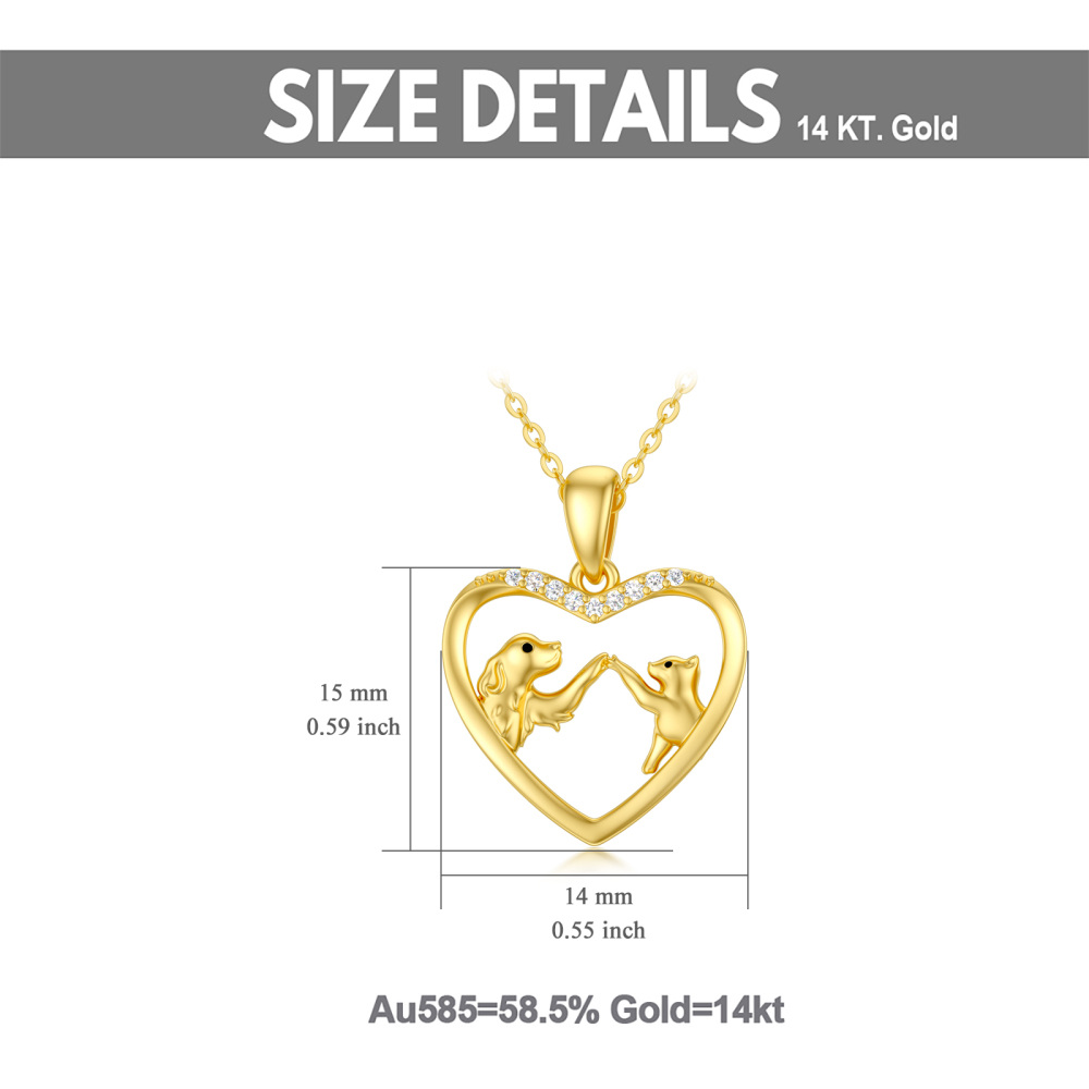10K Gold Cubic Zirconia Dog Pendant Necklace-5