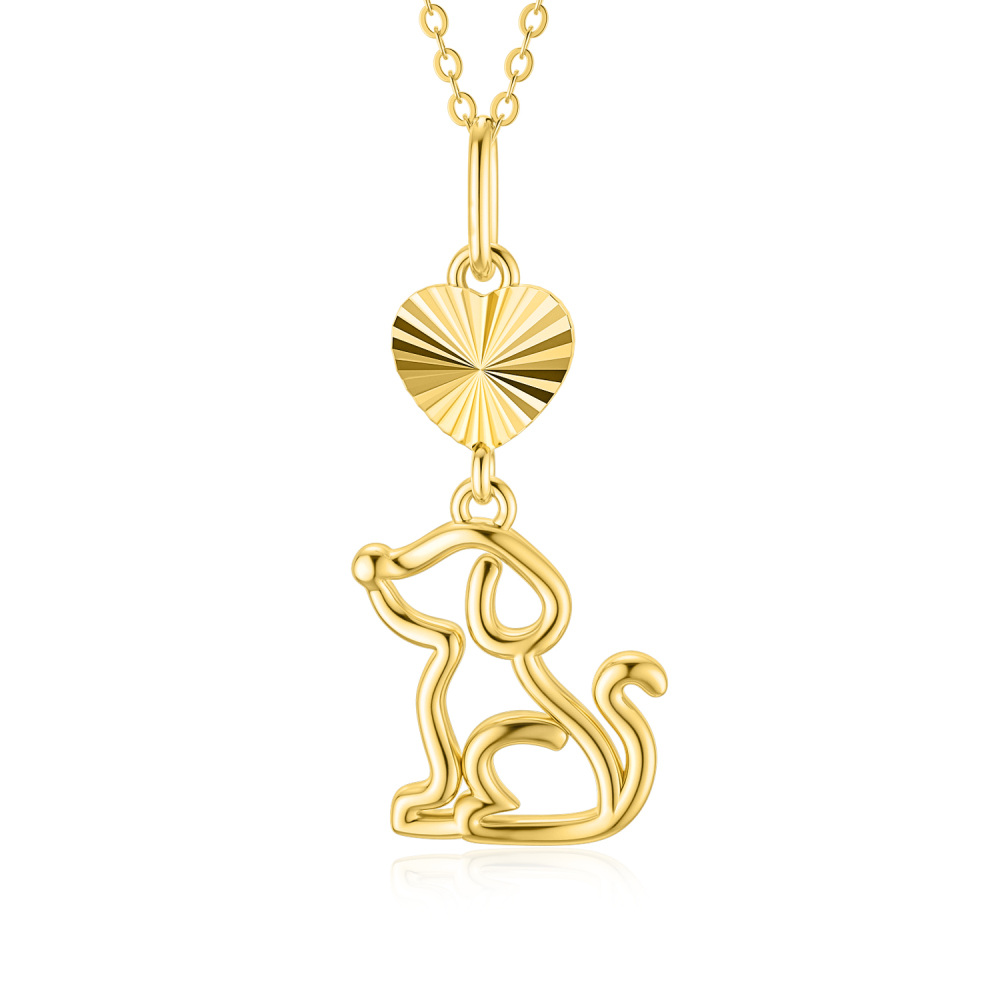 10K Gold Dog Pendant Necklace-1