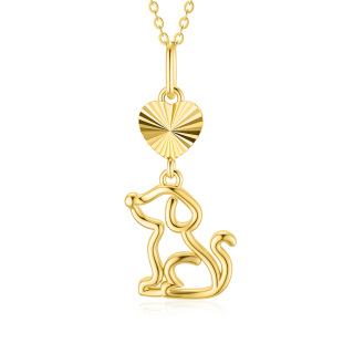 10K Gold Dog Pendant Necklace-47